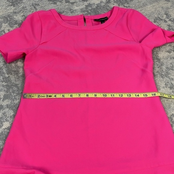 Banana Republic Short Sleeve Solid Flounce Dress Bright Pink Barbie Sz 4 - Picture 11 of 13